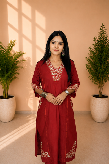 Women’s Red Designer Kurta Set