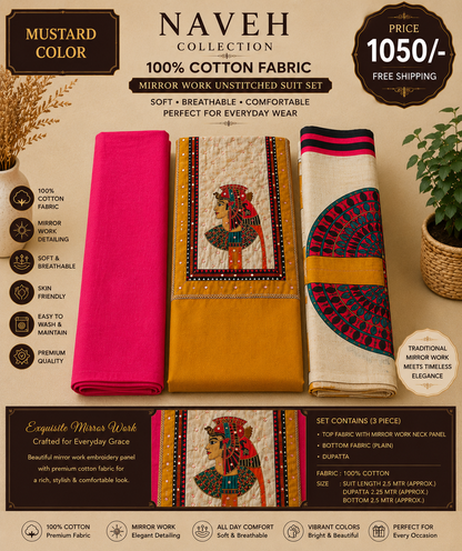Premium Grace Cotton Mirror Work Suit Set