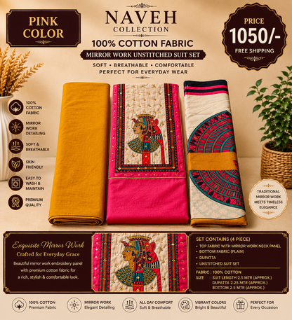 Premium Grace Cotton Mirror Work Suit Set