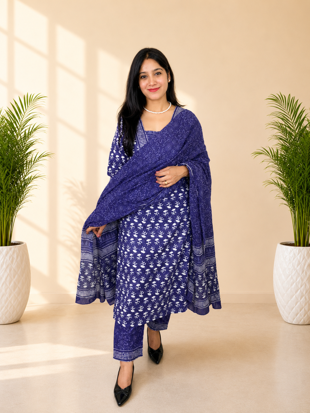 Purple Pure Cotton Printed Kurta Pant Dupatta Set | Women’s Ethnic Wear