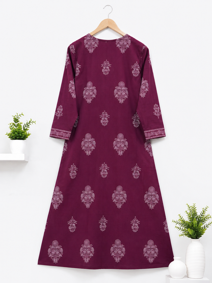 Wine Pink Cotton Straight Cut Suit Set