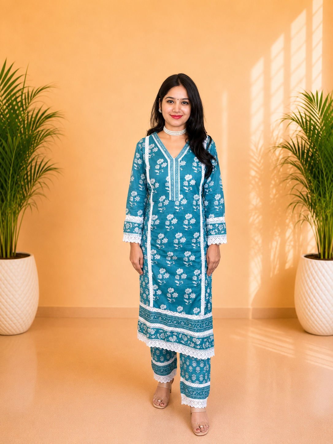Beautiful Printed Straight Cut Suit Set
