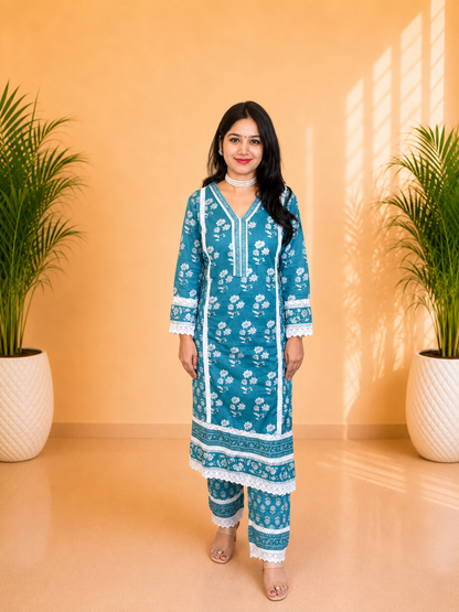 Beautiful Printed Straight Cut Suit Set