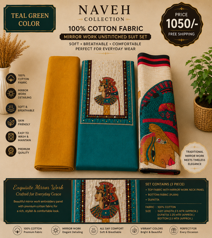 Premium Grace Cotton Mirror Work Suit Set