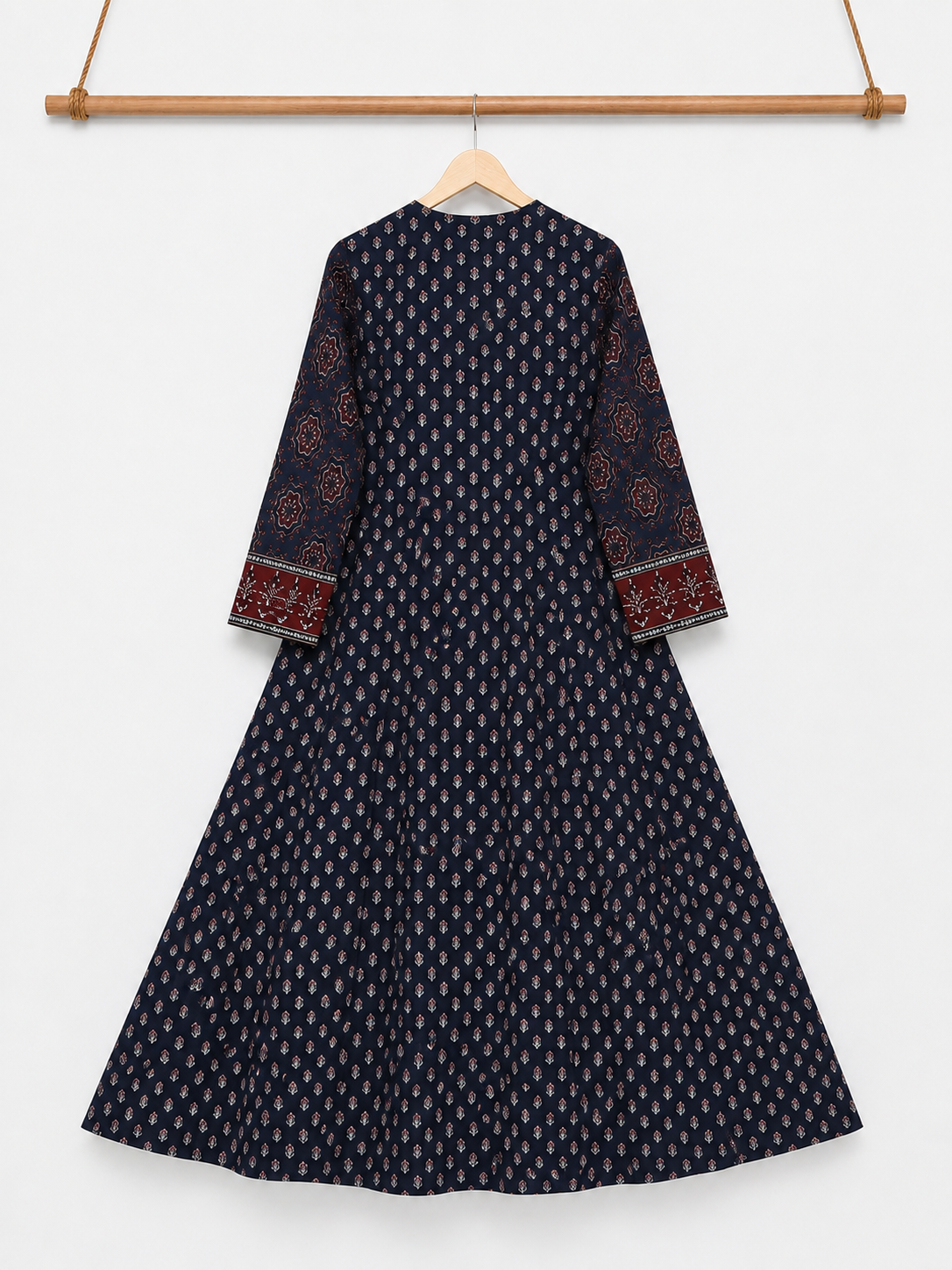 Blue Pure Cotton Printed Anarkali Suit Set