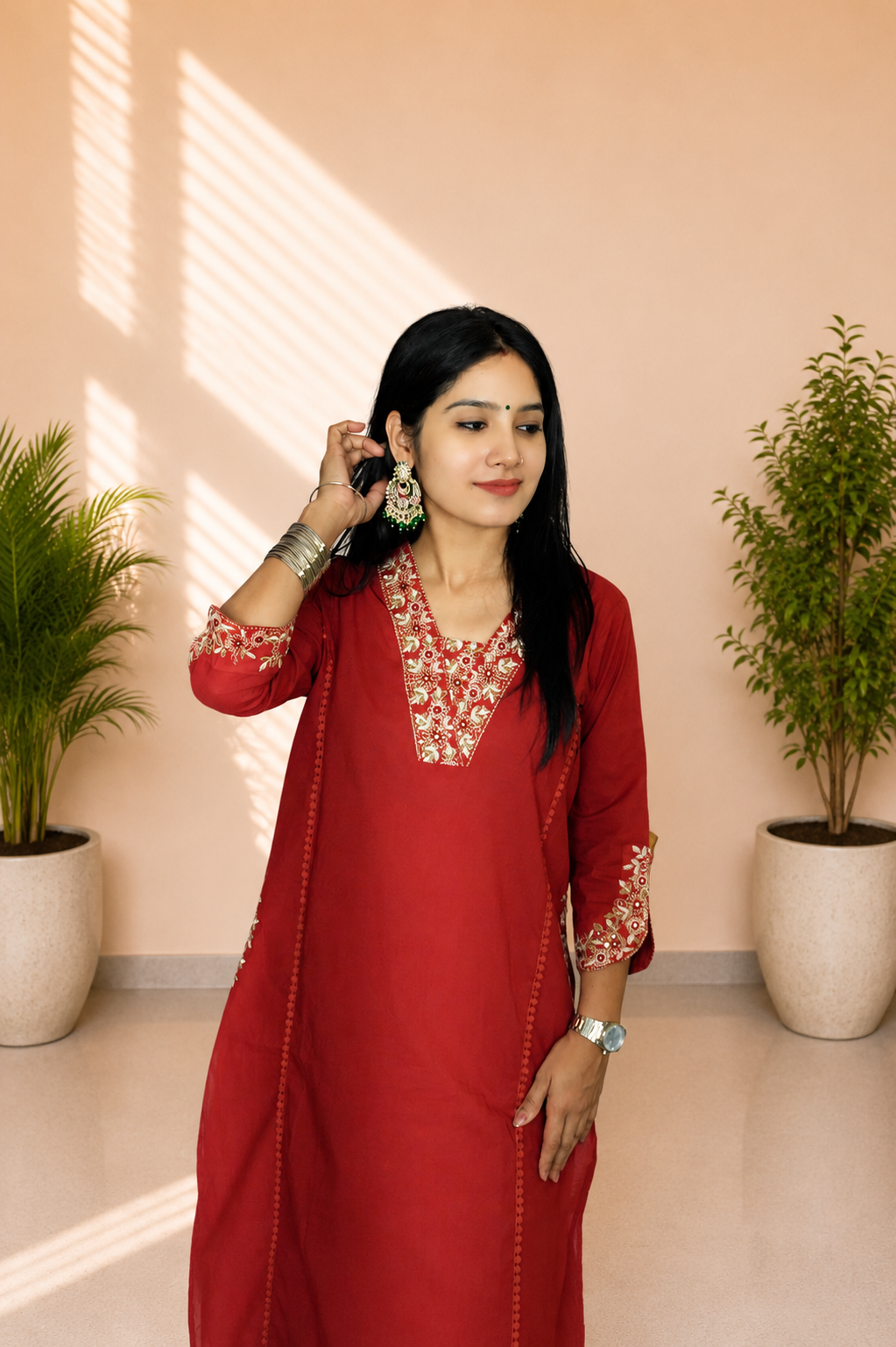 Women’s Red Designer Kurta Set