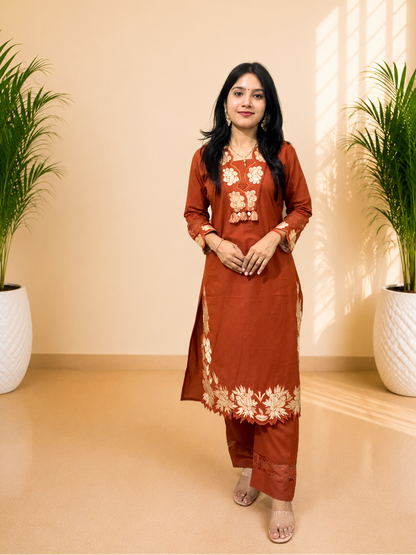 Embroidered 3 Piece Suit Set