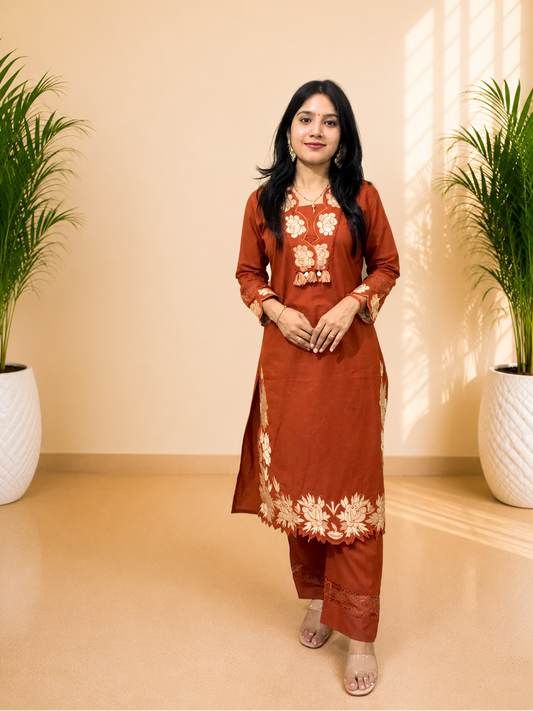 Embroidered 3 Piece Suit Set
