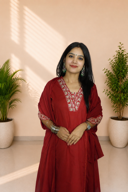 Women’s Red Designer Kurta Set