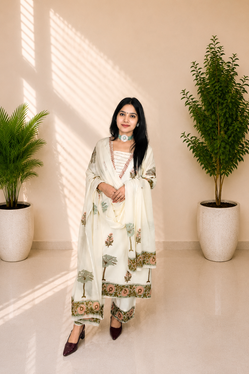 Women’s Premium Mul Cotton Hand Block Printed A-Line Kurta Set