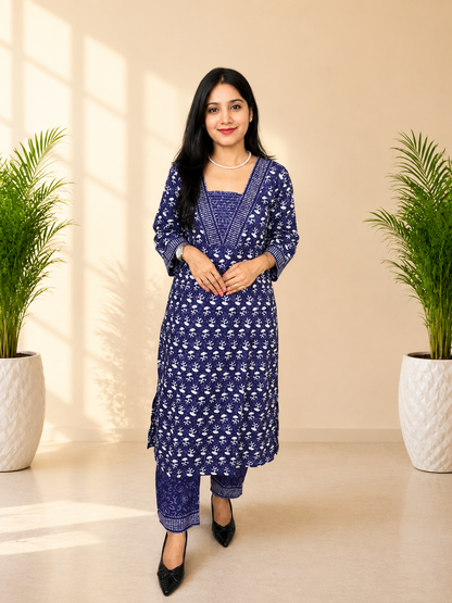 Purple Pure Cotton Printed Kurta Pant Dupatta Set | Women’s Ethnic Wear
