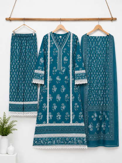 Beautiful Printed Straight Cut Suit Set