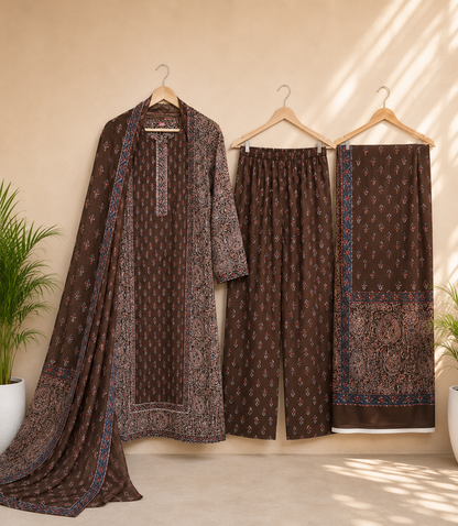 Traditional Ajrakh Print Pure Cotton 3 Piece Suit Set