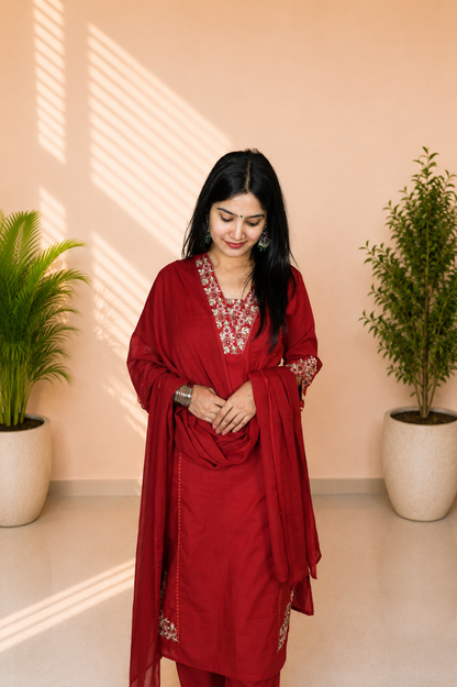 Women’s Red Designer Kurta Set