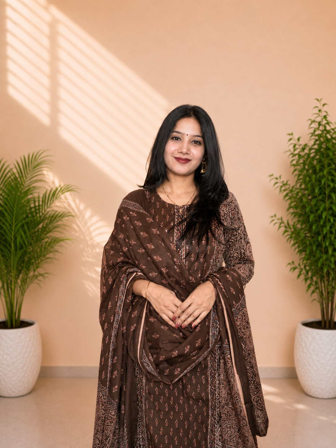Traditional Ajrakh Print Pure Cotton 3 Piece Suit Set