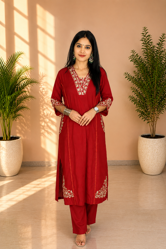 Women’s Red Designer Kurta Set