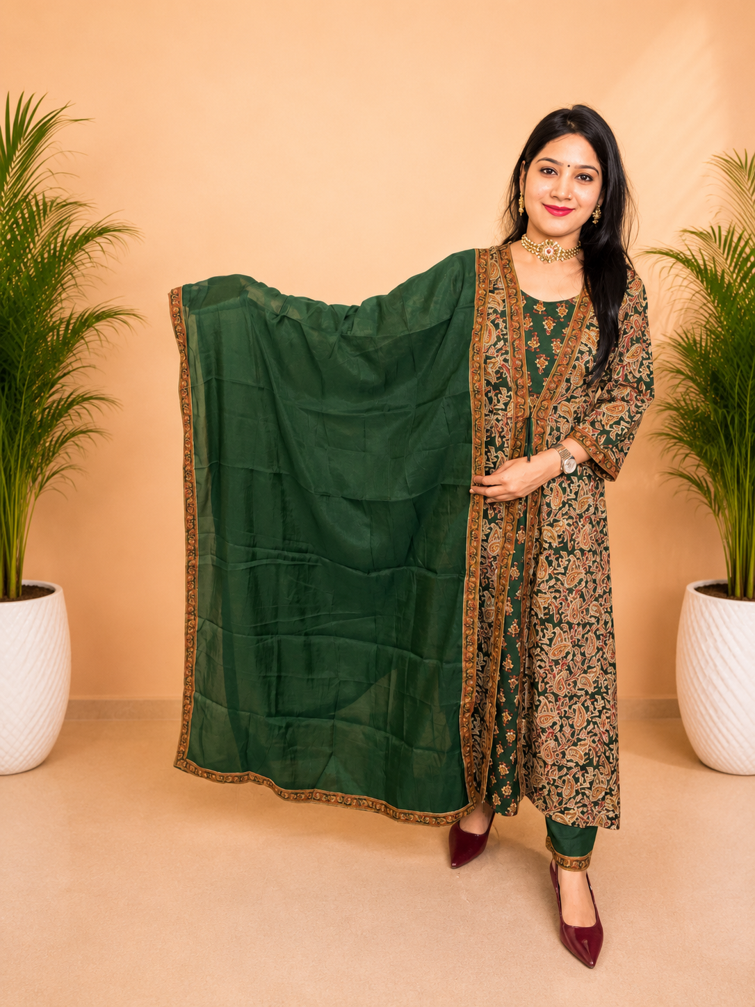 Green Grace Front-Cut Anarkali