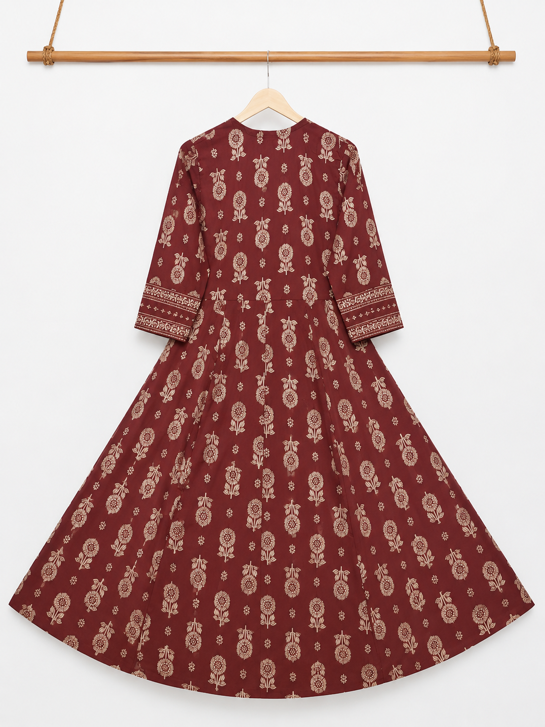Cotton Printed Angrakha Anarkali Suit Set
