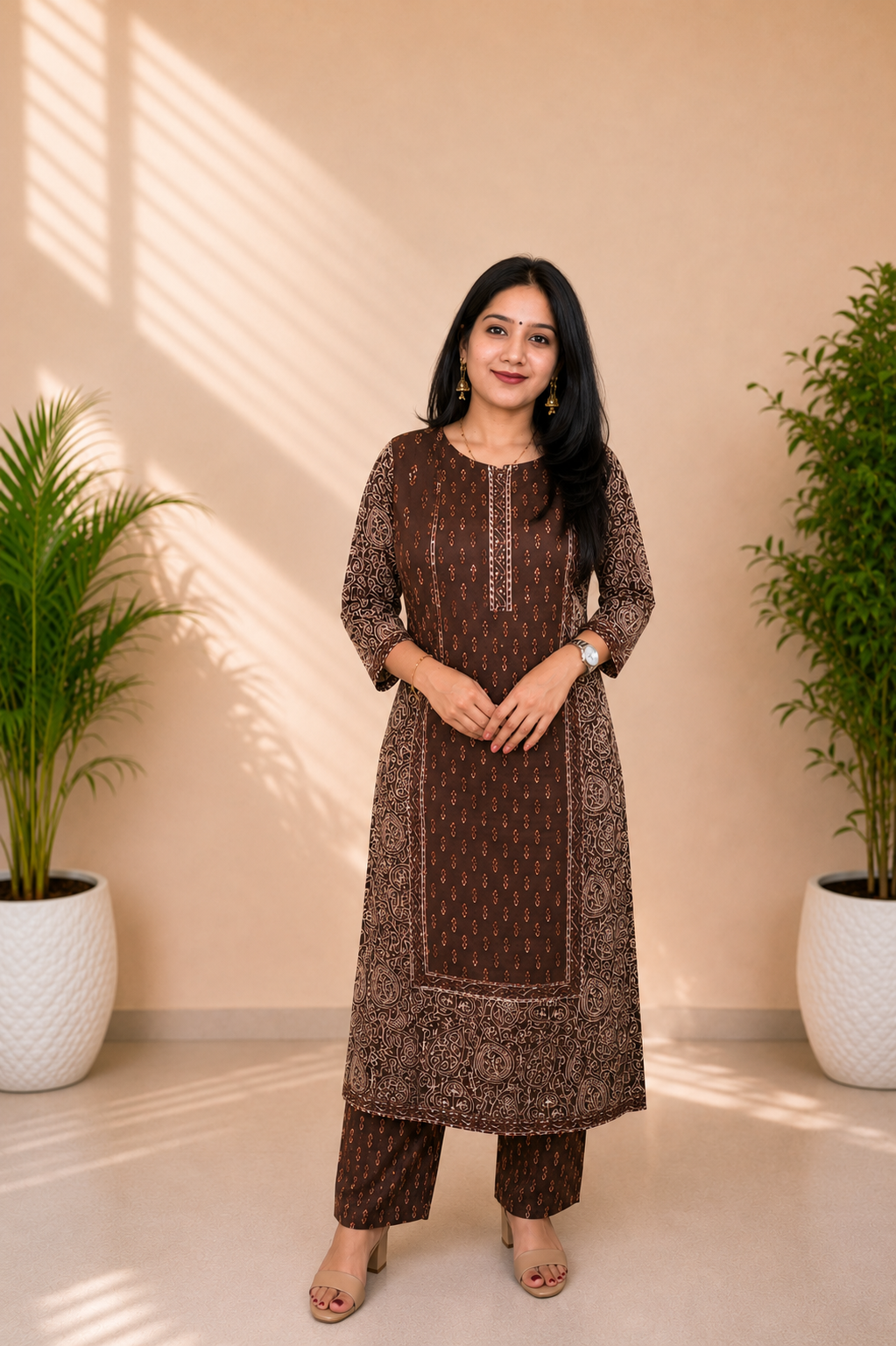 Traditional Ajrakh Print Pure Cotton 3 Piece Suit Set